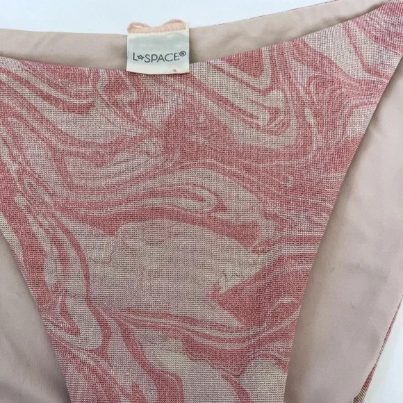 L*Space Pink Marbled String Bikini Bottom Swimsuit Women Size XL - Picture 2 of 6